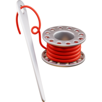 3D spool and needle icon on transparent background png