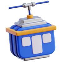 3D cable car icon on transparent background png