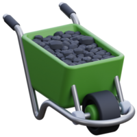 3D wheelbarrow icon on transparent background png