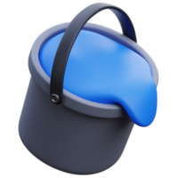 3D water bucket icon on transparent background png