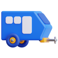 3D caravan icon on transparent background png