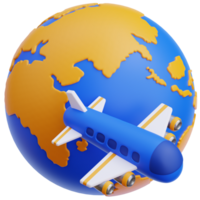 3D world trip icon on transparent background png