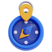 3D compass icon on transparent background png