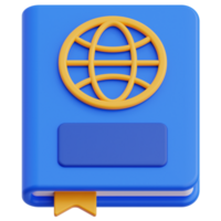 3D passport icon on transparent background png