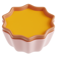 3D egg tart icon on transparent background png