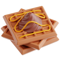 3D waffle icon on transparent background png