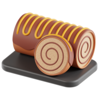 3D roll cake icon on transparent background png