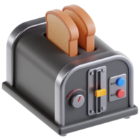 3D bread toaster icon on transparent background png