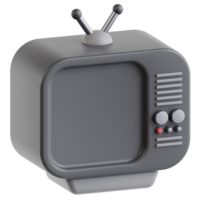 3D old tv icon on transparent background png