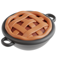3D apple pie icon on transparent background png
