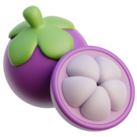 3D mangosteen icon on transparent background png