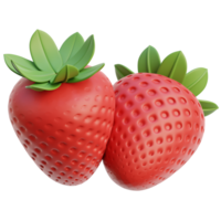 3D strawberry icon on transparent background png