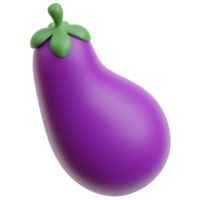 3D eggplant icon on transparent background png
