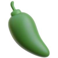 3D green chili icon on transparent background png