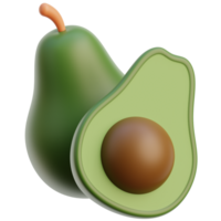 3D avocado icon on transparent background png