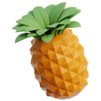 3D pineapple icon on transparent background png