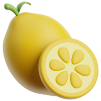 3D lemon icon on transparent background png