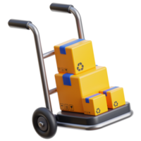 3D trolley icon isolated on transparent background png