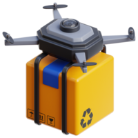 3D drone delivery icon on transparent background png