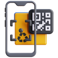 3D QR code icon on transparent background png