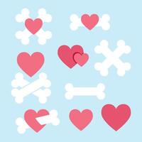 Set of dog bones and hearts for Valentine's Day vector