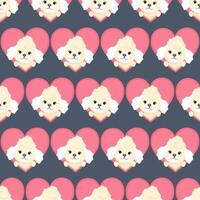 Romantic seamless pattern of poodles and hearts vector
