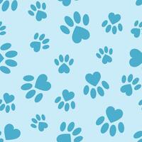 Blue seamless pattern of dog paw prints vector