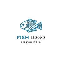 simplista pescado logo en azul para un Mariscos negocio marca concepto vector