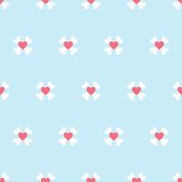 Seamless pattern of cross bones for dogs and hearts on a blue background vector