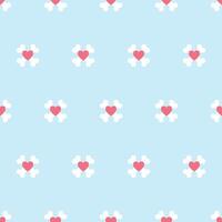 Seamless pattern of cross bones for dogs and hearts on a blue background vector