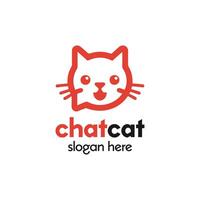 chatear logo presentando un estilizado rojo felino cara con empresa eslogan marcador de posición vector