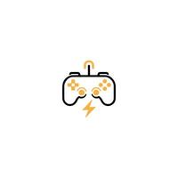 Creative Gaming Controller Icon With Lightning Bolt and Power Symbol Against White Background vector