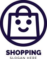 Modern Shopping Bag Logo Design With Slogan Placeholder in Minimalist Style vector