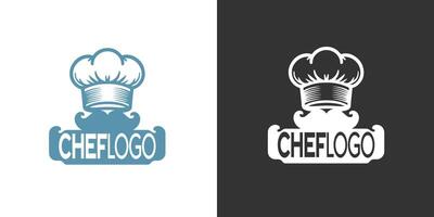 Chef Hat and Banner Logo Design in Monochrome Variations for Culinary Branding vector