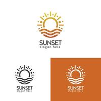 resumen puesta de sol logo diseños en Tres color variaciones para marca identidad vector