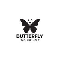 elegante negro mariposa logo con minimalista tipografía y lema espacio vector