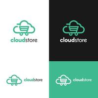 CloudStore Logo Variations Presented on Different Backgrounds for Branding Purposes vector