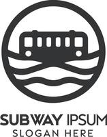 Monochromatic Subway Train Icon Encircled by Waves, Symbolizing Urban Transit vector