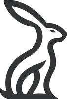 Abstract Black and White Rabbit Logo Depicted on a Plain Background vector