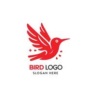 Vibrant Red Bird Logo Design Illustrating Flight and Freedom on White Background vector