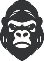 Stark Black-and-White Gorilla Face Illustration With a Focused Expression vector