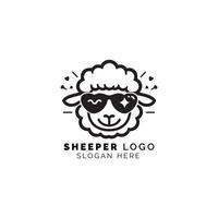 Stylish Sheep Cartoon Mascot Logo With Sunglasses and Radiant Lines vector