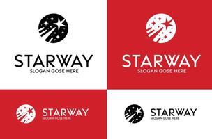 Starway Logo Variations Presenting Star Motif on Red and White Background vector