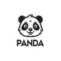 sonriente dibujos animados panda logo en negro y blanco con negrita texto abajo vector