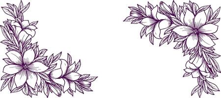 violet flower outline bloom decorative design background vector