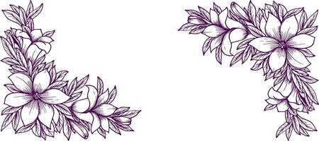 violet flower outline bloom decorative design background vector