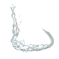 3D klares blaues Wasser herum verstreut, Wasserspritzer transparent isoliert. 3D-Darstellung png