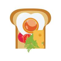 Sandwich with fried egg and bread toast, collection of wheat sandwiches vector illustration, with butter, fried eggs, cheese, Breakfast concept toast. Slices of toast. Flat design style.