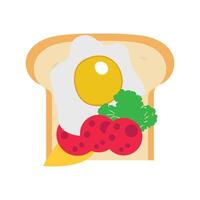 Sandwich with fried egg and bread toast, collection of wheat sandwiches vector illustration, with butter, fried eggs, cheese, Breakfast concept toast. Slices of toast. Flat design style.