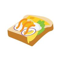 Sandwich with fried egg and bread toast, collection of wheat sandwiches vector illustration, with butter, fried eggs, cheese, Breakfast concept toast. Slices of toast. Flat design style.